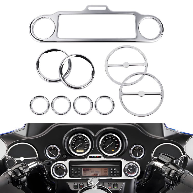 PBYMT 9 قطع ستيريو لهجة عداد السرعة مكبر الصوت أغطية دائرية متوافقة مع نماذج Harley Touring Electra Street Glide Trike 1996-2013 - Image 1